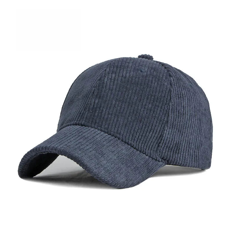 Cord Baseballkappe | Damen & Herren Baumwolle Einfarbige Baseballcap | Herbst Warm Hip Hop Snapback Baseballcap Kaufschwan® Marine