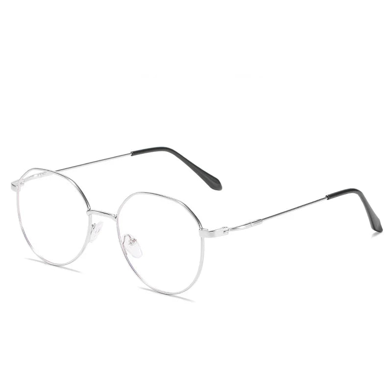 Metall Rund Anti-Blau-Licht Brille – Klassische Transparente Fassung für Damen & Herren | Quadratische Computerbrille Oculos Feminino Kaufschwan® Silber