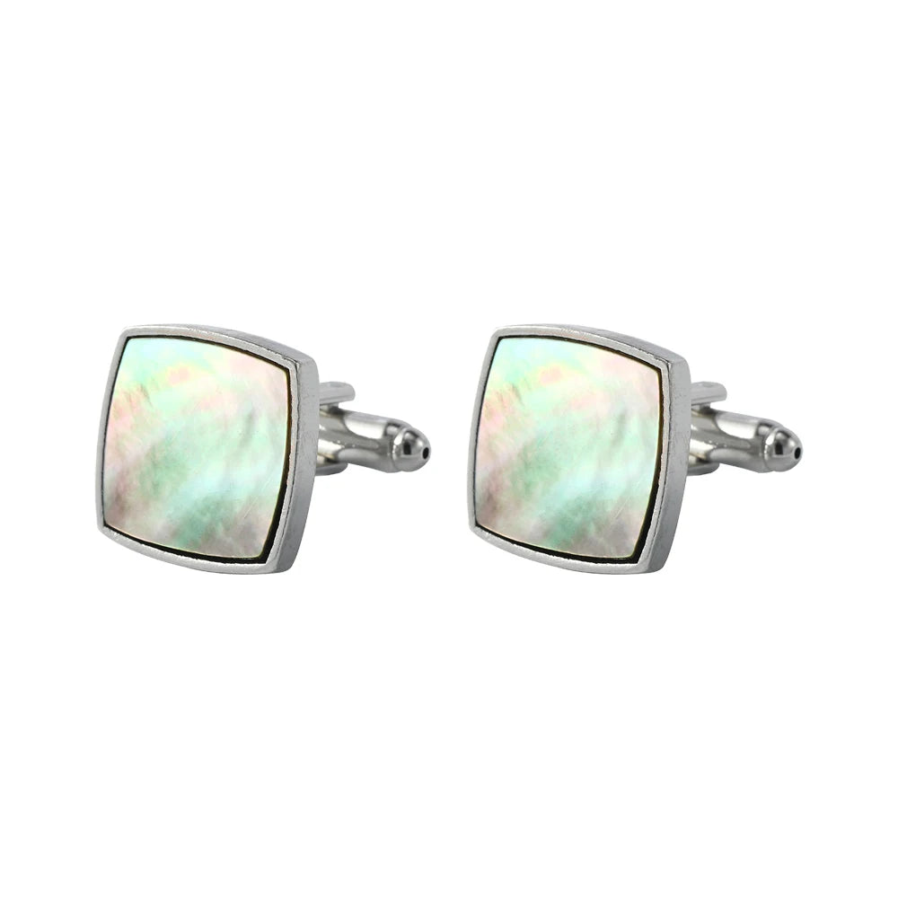 Elegante Abalone Muschel Manschettenknöpfe – Herz, Oval & Quadrat Designs | Hochwertige Herren Ärmelknöpfe für Business & Hochzeit Kaufschwan® Weiß