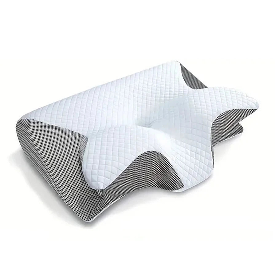 Memory Foam Nackenstützkissen – 2-in-1 Ergonomisches Orthopädisches Kissen mit Kontur für Nackenschmerzen Kaufschwan® Grau