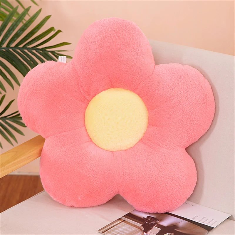 Gefülltes Fünf-Blütenblatt Kissen | Süßes Sonnenblumen Plüschkissen | Dekoration fürs Mädchenzimmer & Fensterbank | Rosa Sitzkissen Kaufschwan®