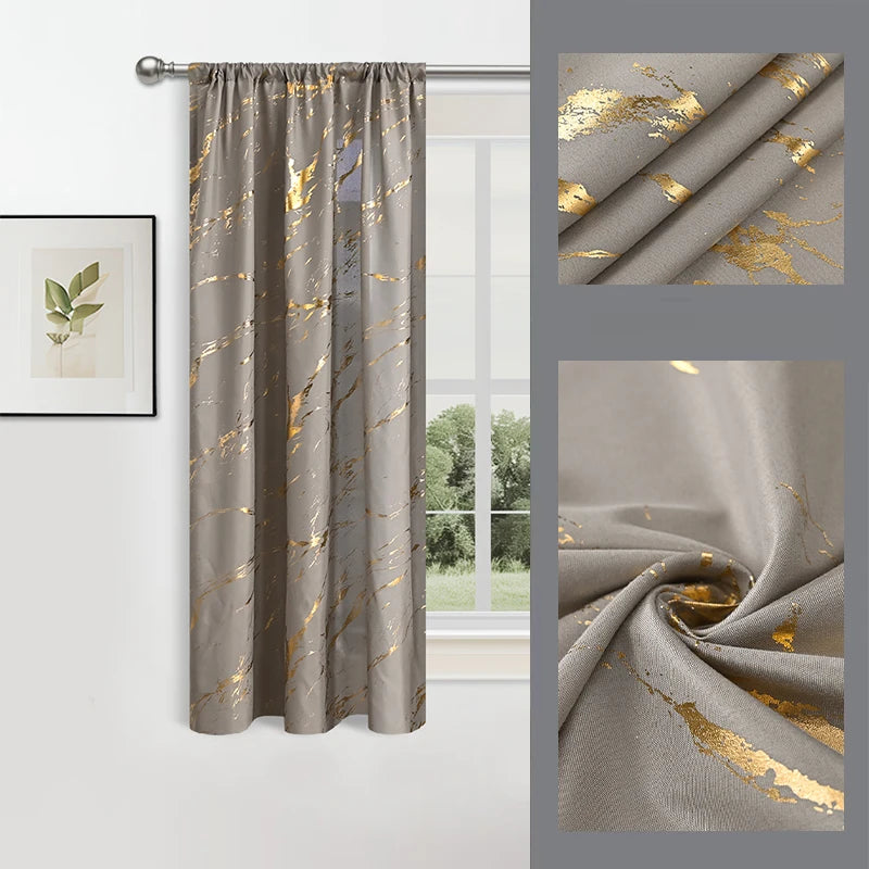Luxus Marmor Goldfolie Print Vorhang Präzises Design für Wohnzimmer Dekoration Kaufschwan® Gold 100x130cm 1 Stück