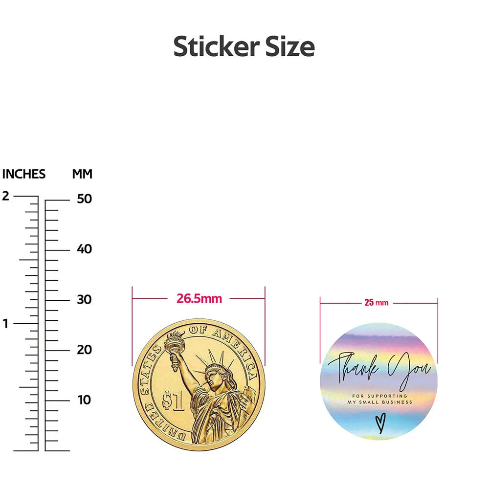 50–500 Stück Regenbogen Laser „Thank You“-Aufkleber – Holografische Etiketten für Kleinunternehmen & Boutique-Verpackungen Kaufschwan®