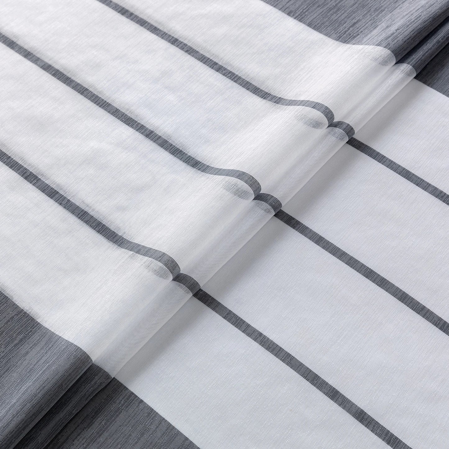 Moderner Gestreifter Halb Transparenter Voile Vorhang mit Ösen für Wohnzimmer Schlafzimmer Büro 2 Stück/Set Kaufschwan®