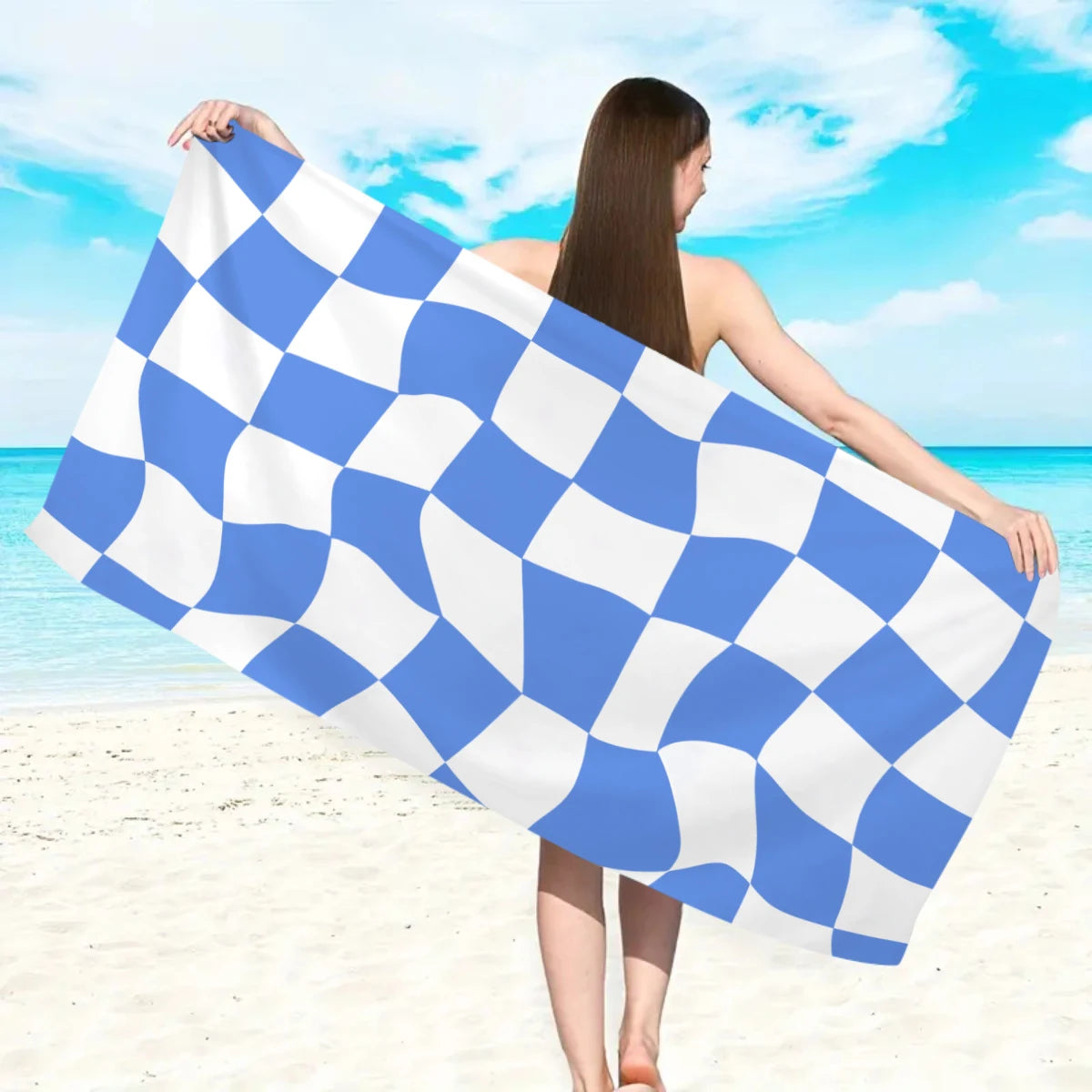 Modisches Kariertes Strandtuch – Schnell Trocknend & Saugfähig | Großes Mikrofaser Handtuch in Mehreren Farben für Strand & Reisen Kaufschwan®