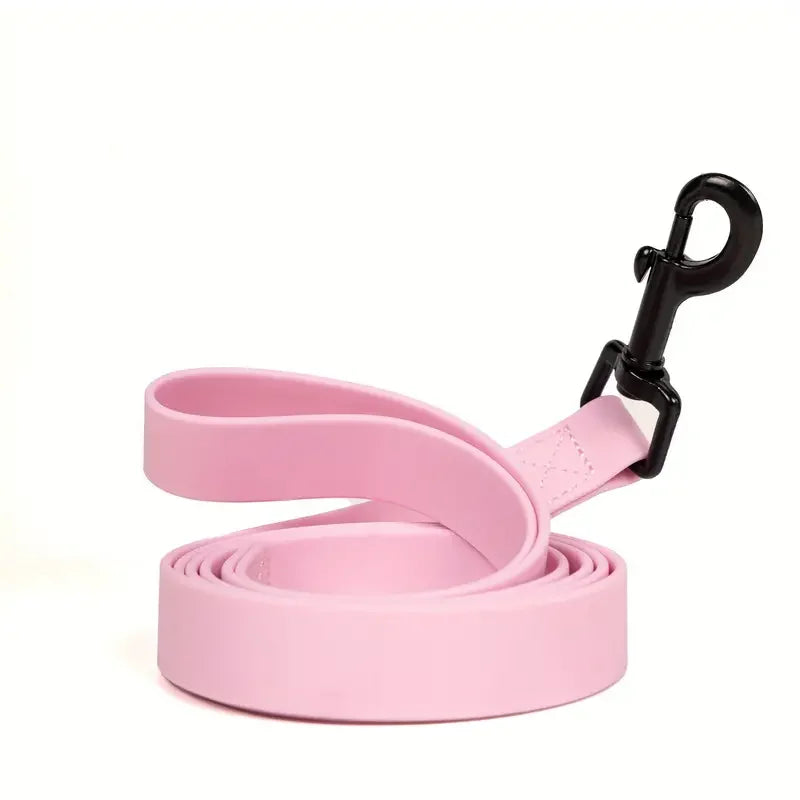 Verdickte PVC Hundeleine Wasserdicht Strapazierfähig Bissfest Outdoor Leine für Alle Hunde Kaufschwan® Rosa S