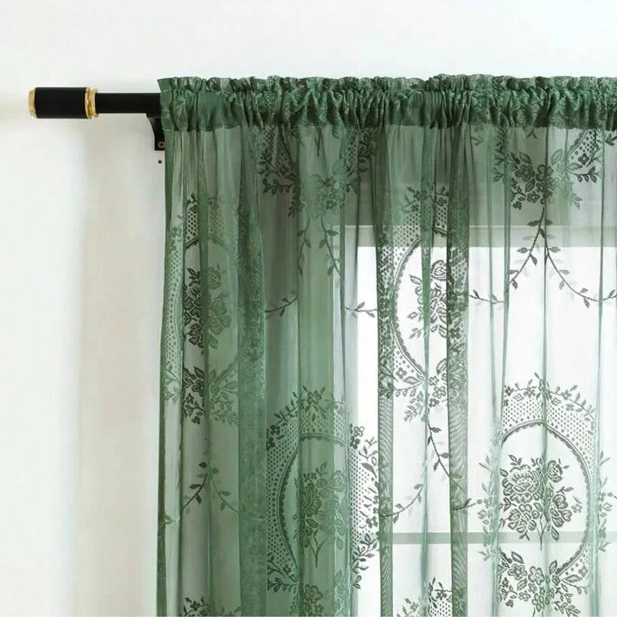 Floraler Bestickter Transparenter Vorhang mit Stangentasche für Wohnzimmer Schlafzimmer Balkon 2 Stück/Set Kaufschwan®