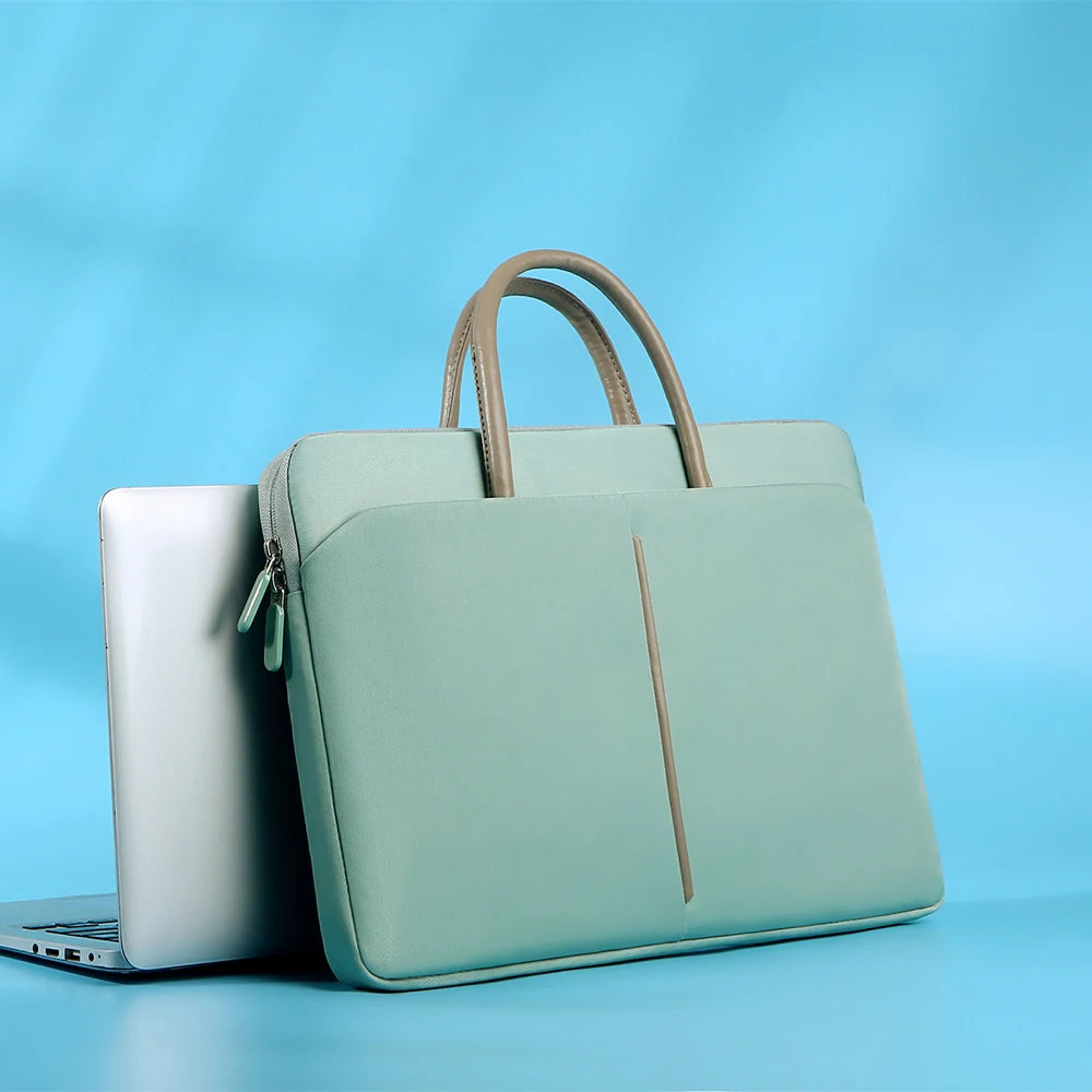 Damen Laptop Handtasche – Elegante Computer Hülle & Notebook Tasche für Arbeit und Alltag Kaufschwan® Grün 14 Zoll