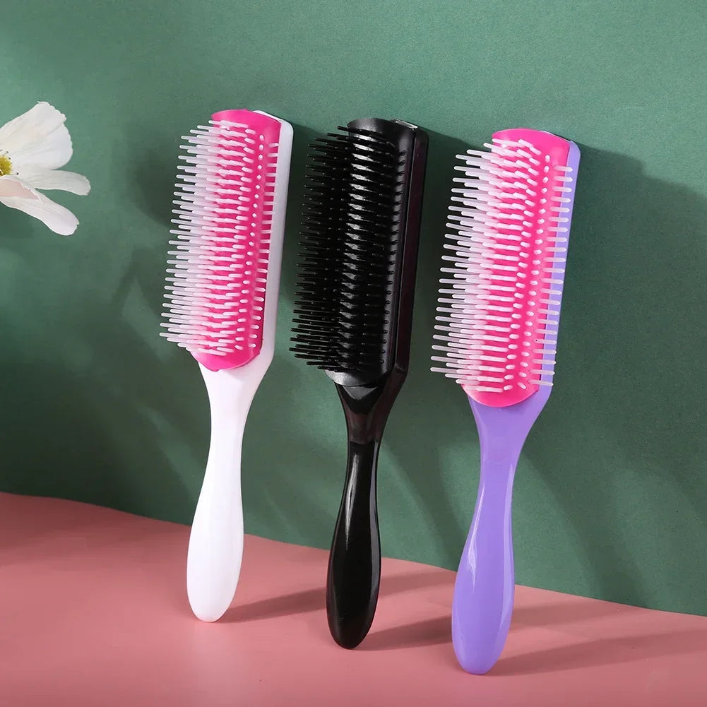 9-Reihen Styling Haarbürste – Entwirrungskamm für Glattes & Lockiges Haar | Kopfhaut-Massagebürste für Echthaar-Perücken Kaufschwan®