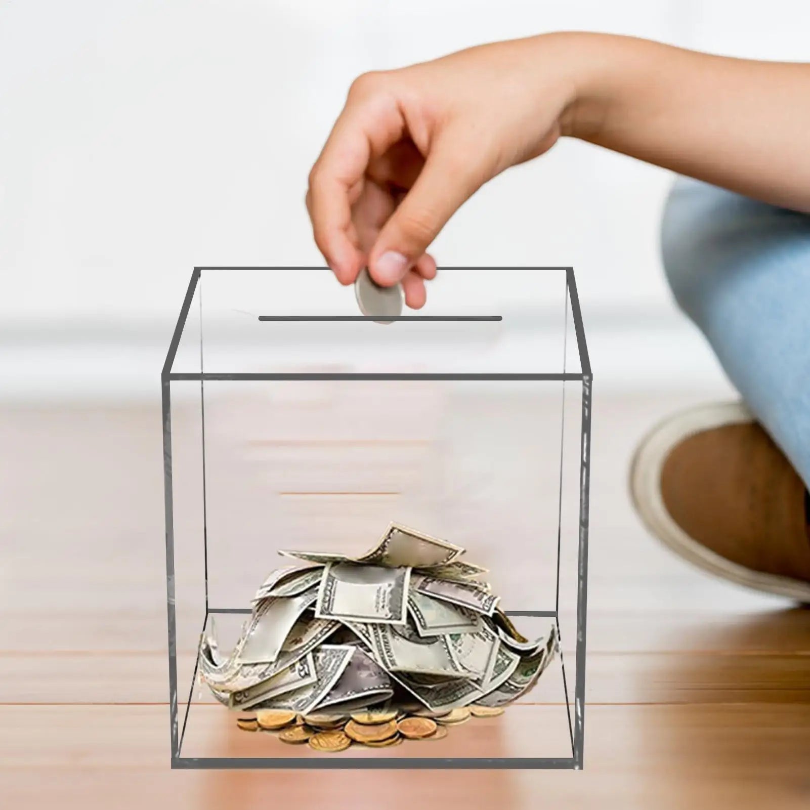 Transparente Acryl Spardose – Nicht Öffnendes Sparglas für Bargeld und Münzen Kaufschwan®