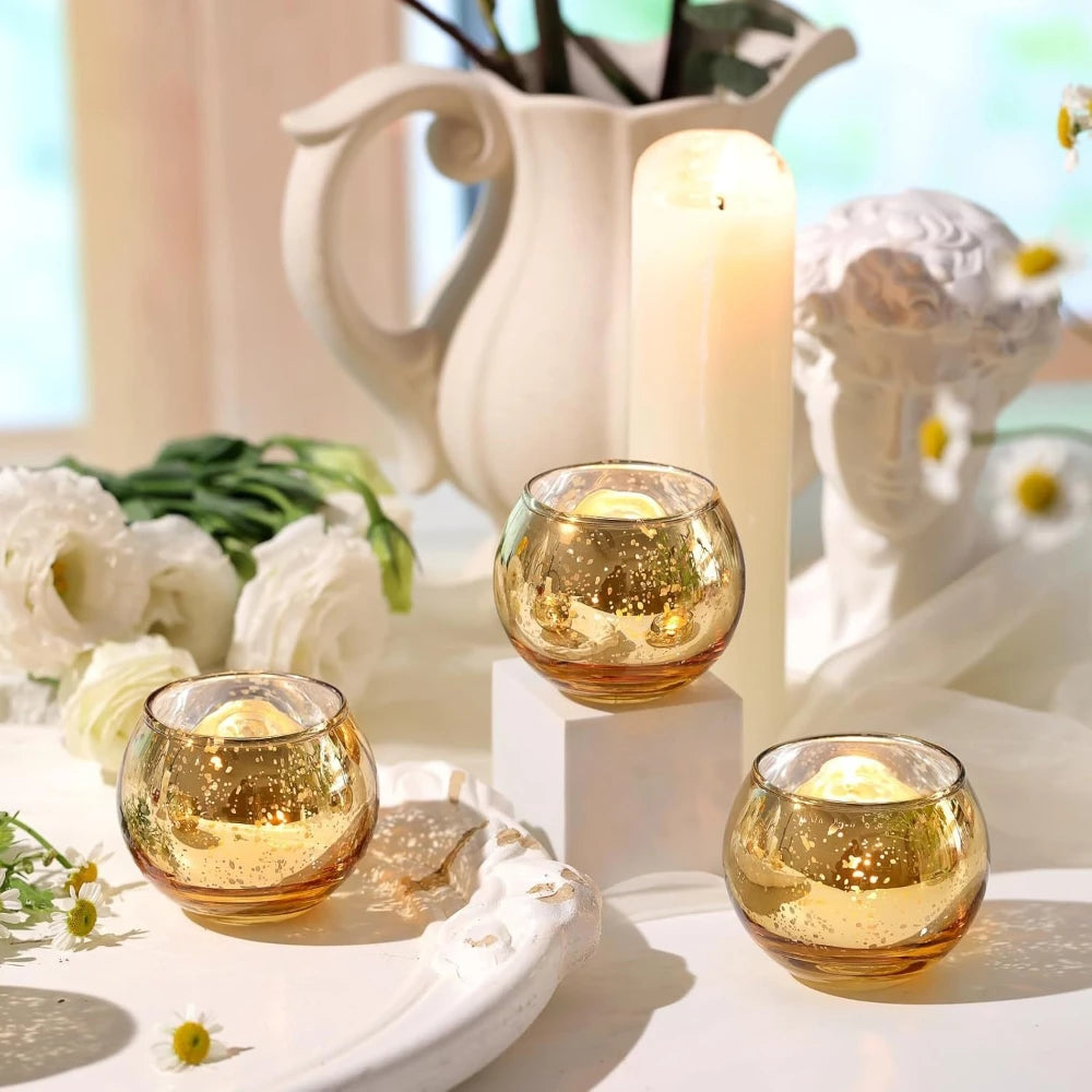 6 / 12 Stück Mercury Glas Teelichthalter – Bunte Kreative Kerzenhalter für Wohndeko, Hochzeit & Party Tischdekoration Kaufschwan®