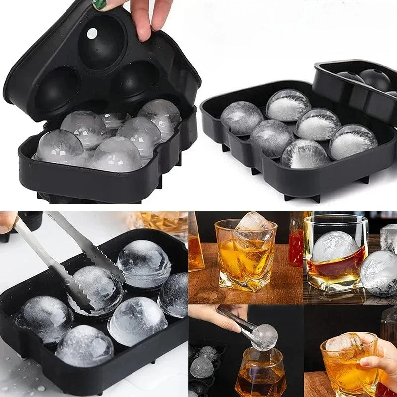 Große Silikon Eiswürfelform - Wiederverwendbare Eisballform für Whiskey - Runde Eiswürfelform Kaufschwan®