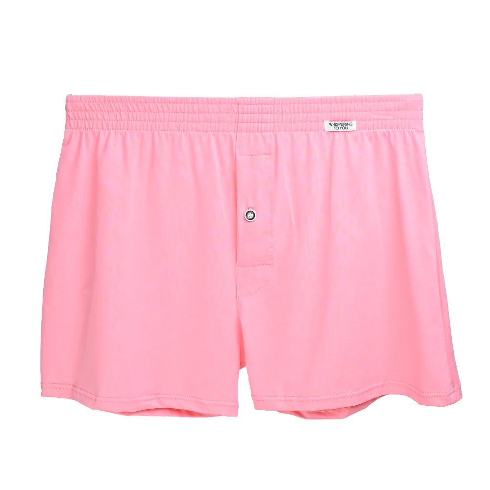 Herren Boxershorts aus Baumwolle – Bequeme Unterwäsche mit Elastischem Bund | Klassische Knopfleiste, Große Größen, Perfekt für Zuhause Kaufschwan® Rosa M (50-65kg)