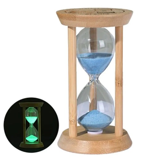 Bambus Leuchtende Sanduhr – Kreativer Fluoreszierender Glas Timer mit Naturrahmen Kaufschwan®