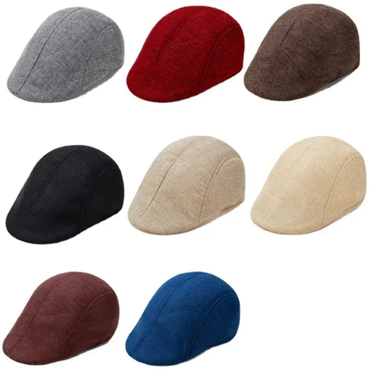 Herren Baumwoll-Leinen Barett Baseballcap | Frühling & Herbst Britische Retro Cap | Atmungsaktive Maler Kappe Mode Accessoire Kaufschwan®