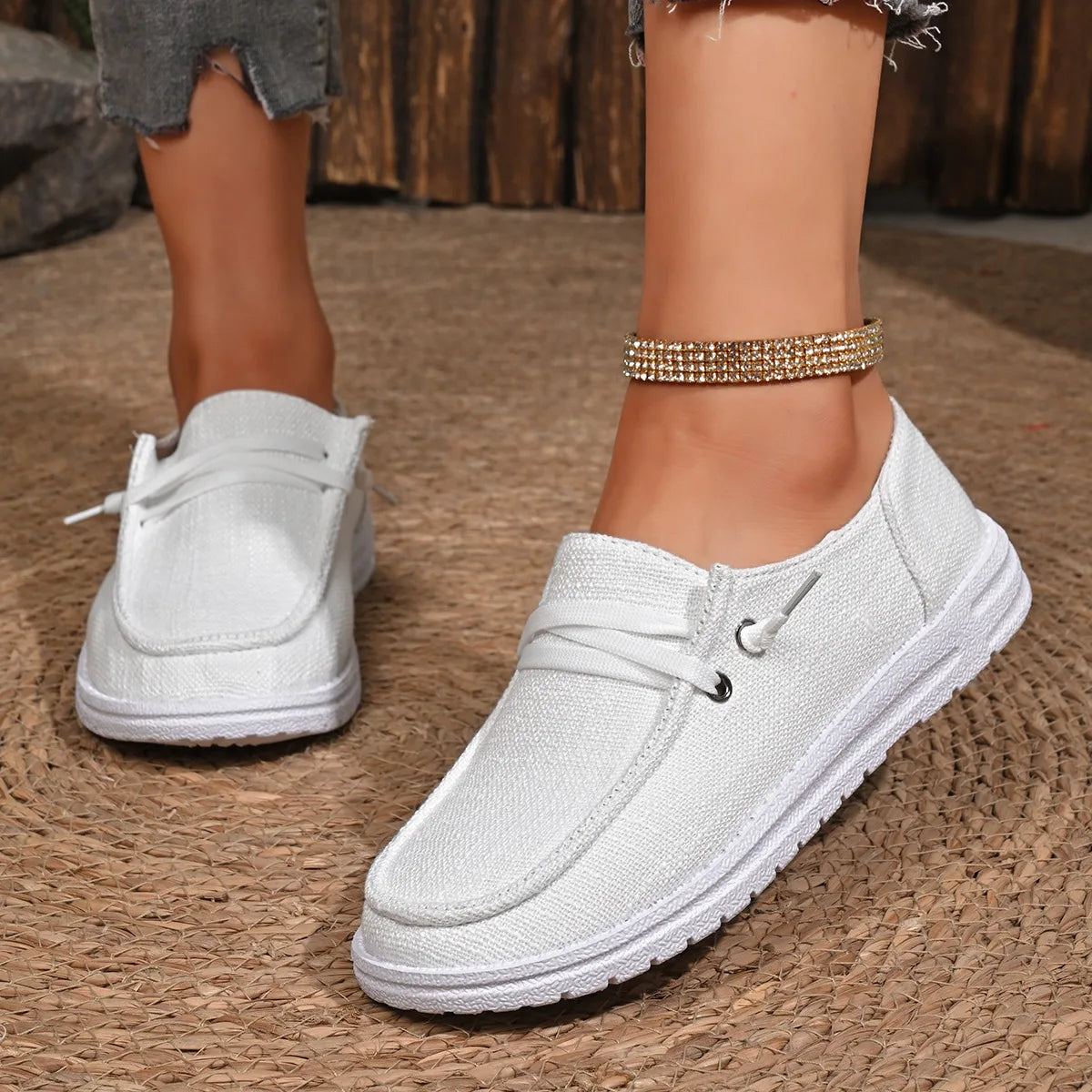 Damen Sportschuhe – Modische Flache Sneaker | Bequeme Freizeitschuhe für Jeden Tag Kaufschwan® Weiß 36