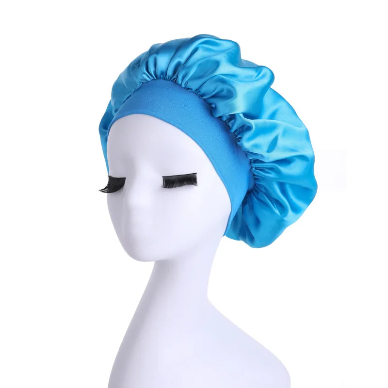 Doppellagige Satin-Schlafhaube für Damen – Verstellbare Seidige Nachthaube für Lockiges Haar und Haarpflege