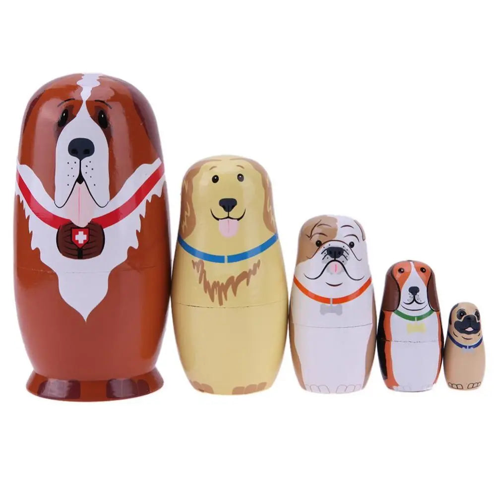 Holz-Matrjoschka – Russische Nestpuppen Set | Dekoration & Spielzeug Geschenk für Kinder Kaufschwan® Hunde