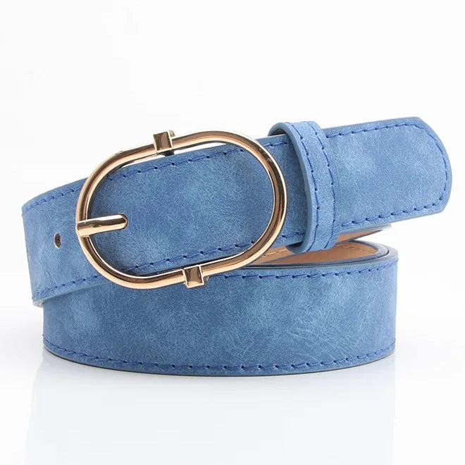Damen Gürtel aus PU-Leder – 2,8×106 cm Schlichtes Nadelverschluss Design | Modischer Koreanischer Stil Taillengürtel für Jeans, Hosen & Kleider Kaufschwan® Blau