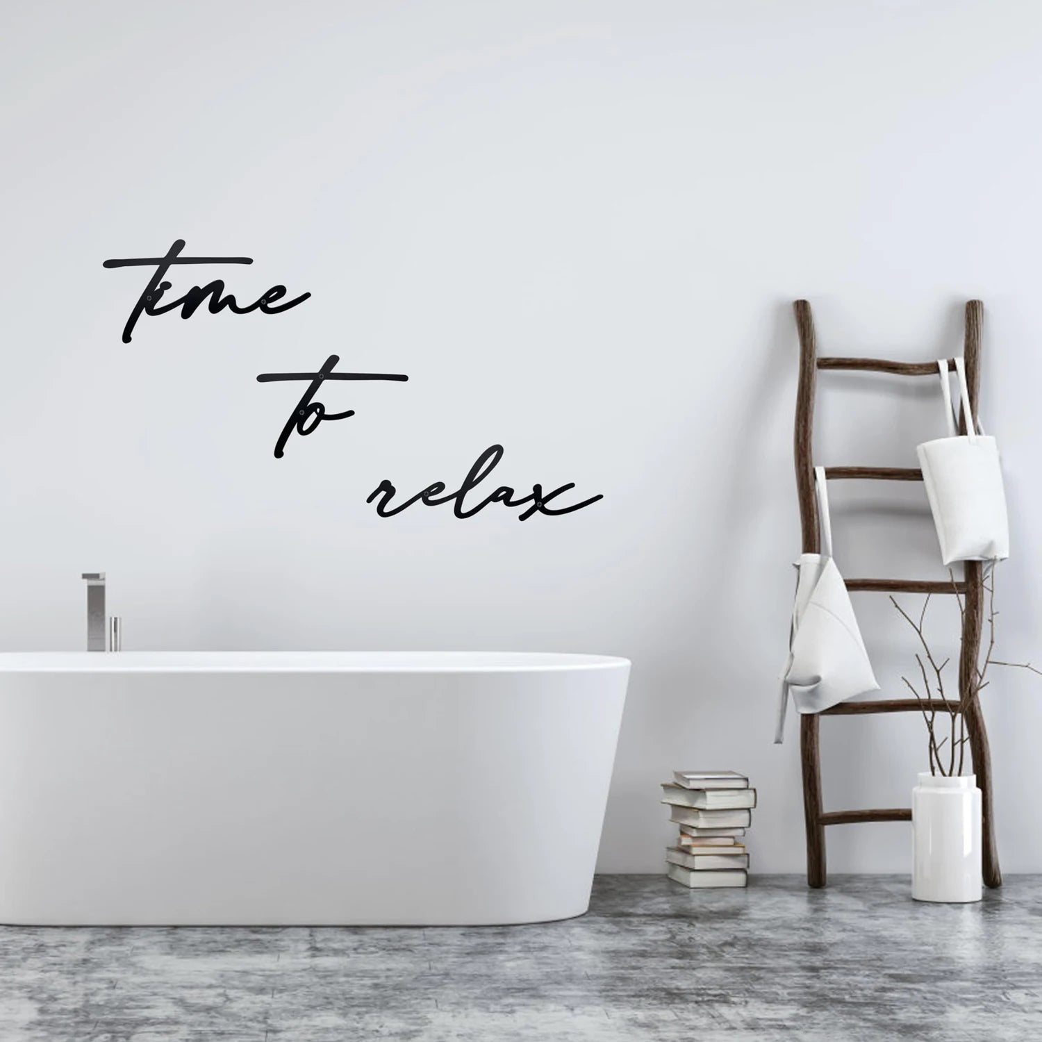 Time to Relax Metall Wanddeko – Schwarzes Landhaus Badezimmer Schild Kaufschwan®