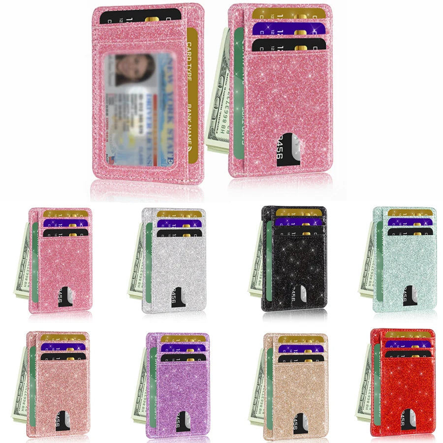Glänzende Schlanke Minimalistische Geldbörse – RFID Schutz ID Kartenhalter Fronttaschen Kreditkartenetui für Frauen & Mädchen Kaufschwan®