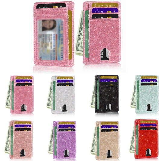 Glänzende Schlanke Minimalistische Geldbörse – RFID Schutz ID Kartenhalter Fronttaschen Kreditkartenetui für Frauen & Mädchen Kaufschwan®