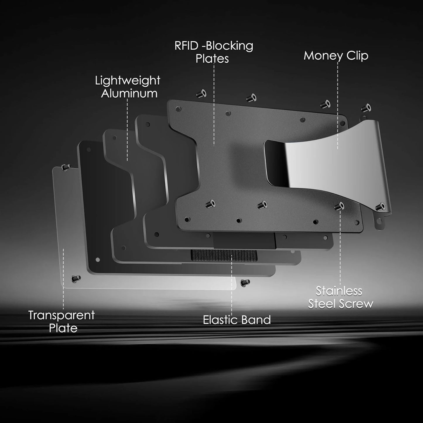 Minimalistische Geldbörse für Herren – Schlanke Aluminium Metall Geldbörse mit Geldklammer & Klarem ID-Fach | Platz für bis zu 15 Karten Kaufschwan®