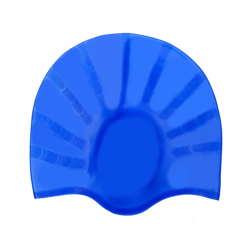 Wasserdichte Schwimmkappe aus Silikon – Hohe Elastizität | Unisex Schwimmhaube mit Ohrenschutz für Langes Haar Kaufschwan® Blau
