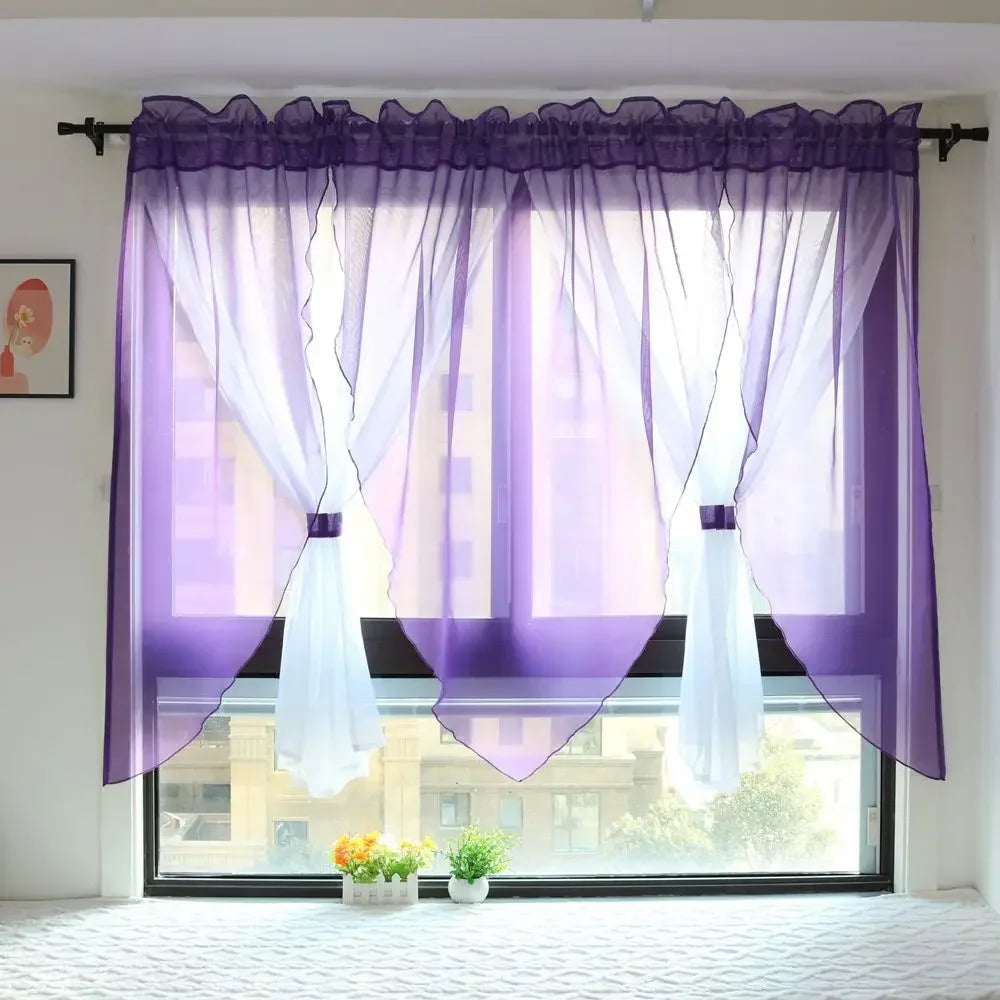 Einfarbiger Voile Transparenter Vorhang für Wohnzimmer Schlafzimmer Küche Balkon Fenster 2 Stück/Set Kaufschwan®