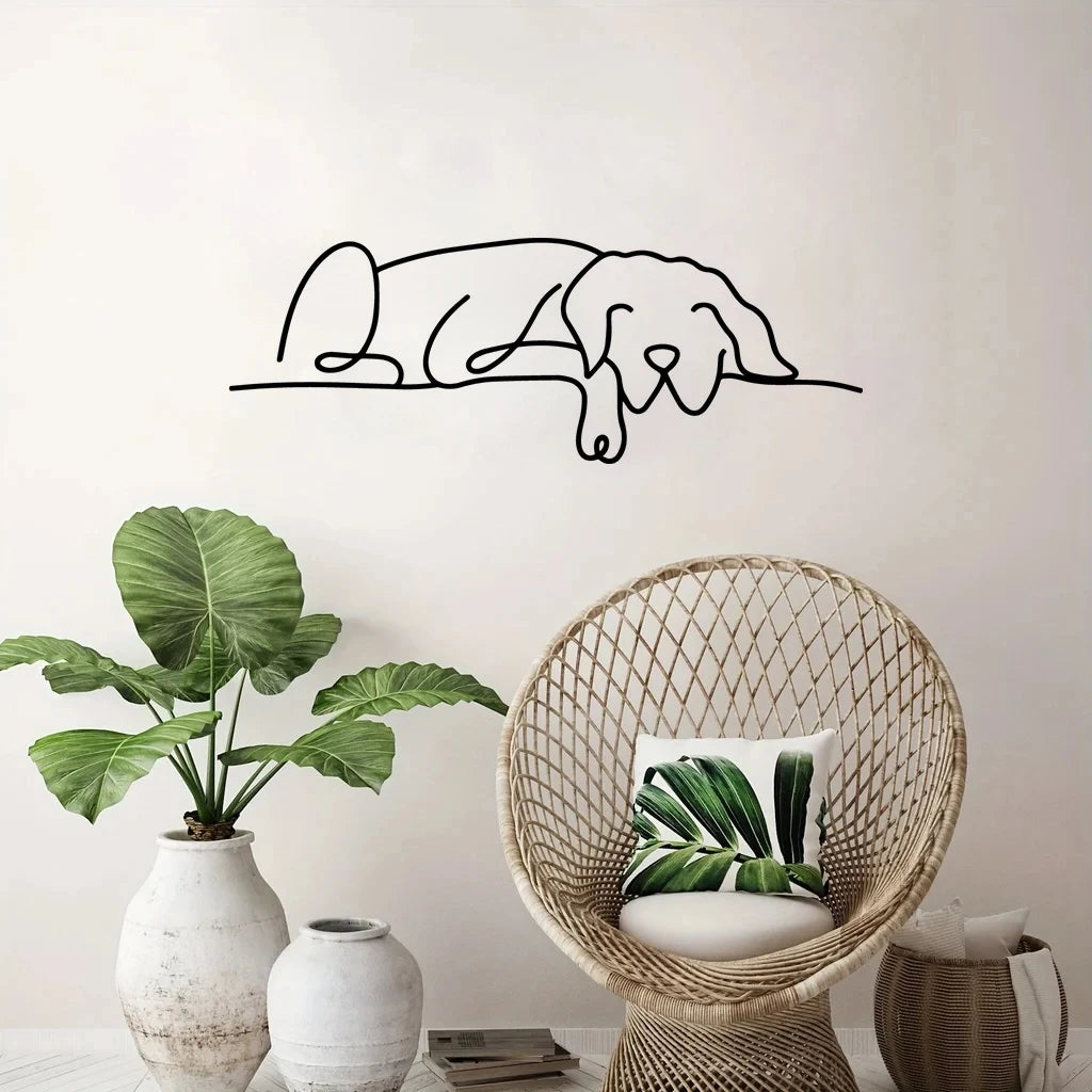 Metall Hunde Wanddeko – Minimalistisches Metall Wandbild für Wohnzimmer Kaufschwan®