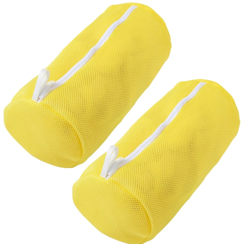 Schuh-Wäschenetz für Waschmaschine – Honigwaben-Mesh Waschbeutel mit Reißverschluss | Schuhreinigungsbeutel für Sneaker & Laufschuhe (39×18cm) Kaufschwan® Gelb - 2 Stück