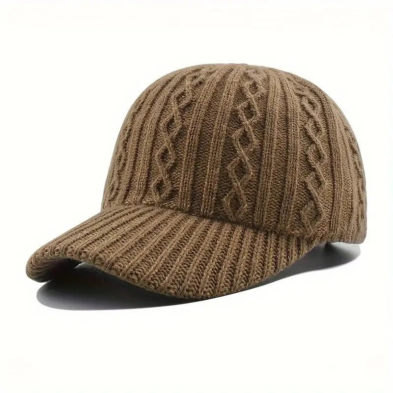 Trendige Gestrickte Baseballkappe | Herren & Damen Herbst/Winter Fashion Baseballcap | Vielseitig & Warm Kaufschwan® Khaki Einstellbar