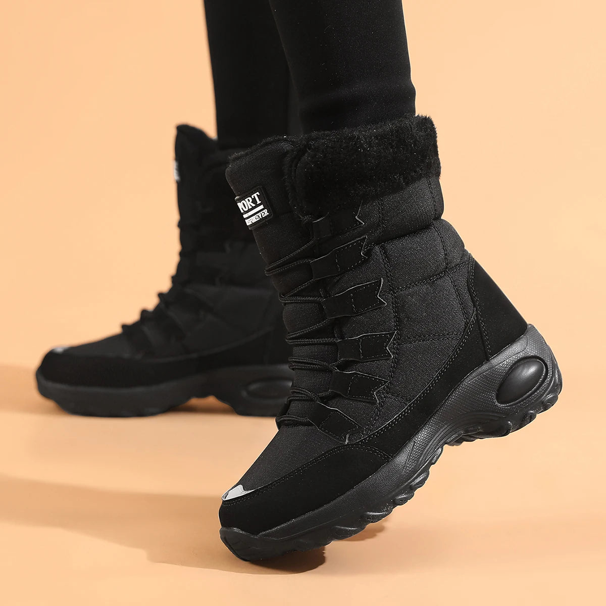 Damen Winter Schneestiefel – Wasserdichte Mittelhohe Stiefel | Hochwertige Kunstfell Gefütterte Wanderstiefel für Damen Kaufschwan®