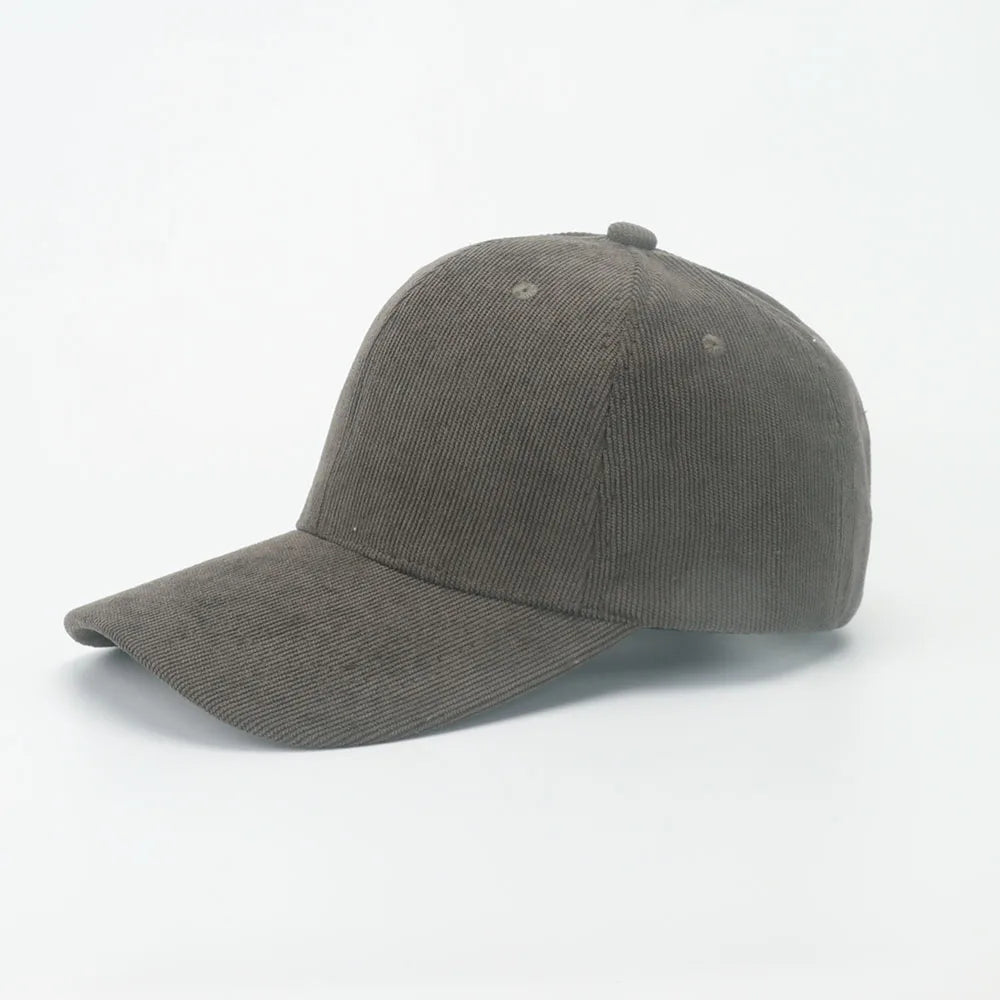 Corduroy Baseballkappe | Damen Retro Einfarbige Baseballcap | Herbst Winter Hüte für Herren & Damen | Unisex Freizeit Gebogener Schirm Kaufschwan® Grau 56-58cm