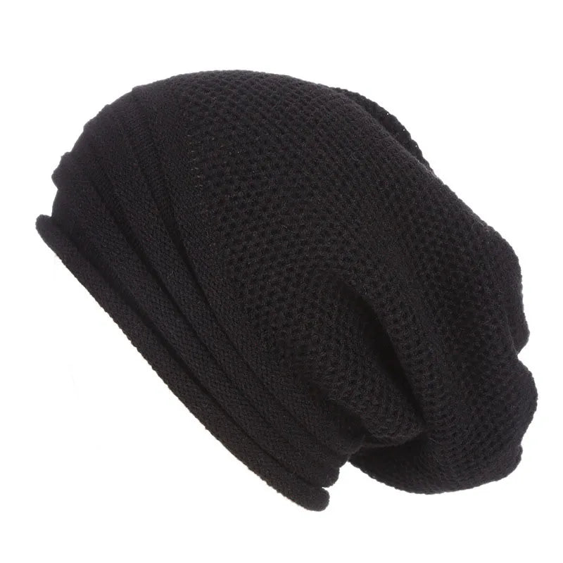 Winter Slouchy Beanie Mütze – Oversize Woll-Strickmütze für Damen & Herren | Warme Baggy Mütze für Ski & Alltag Kaufschwan® Schwarz