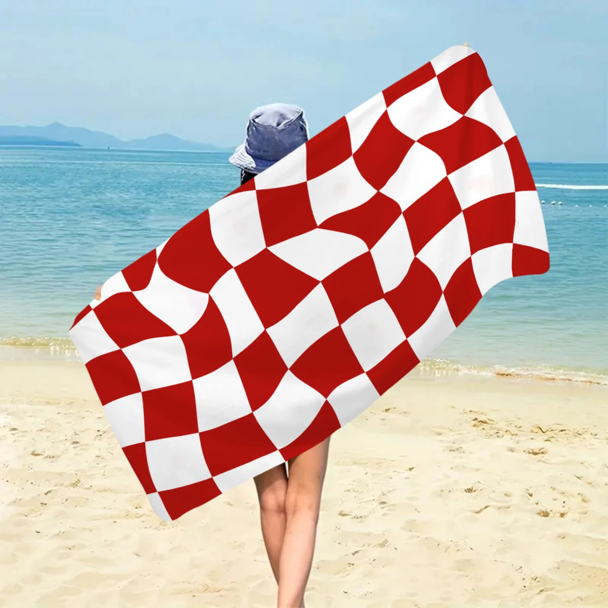Modisches Kariertes Strandtuch – Schnell Trocknend & Saugfähig | Großes Mikrofaser Handtuch in Mehreren Farben für Strand & Reisen Kaufschwan®