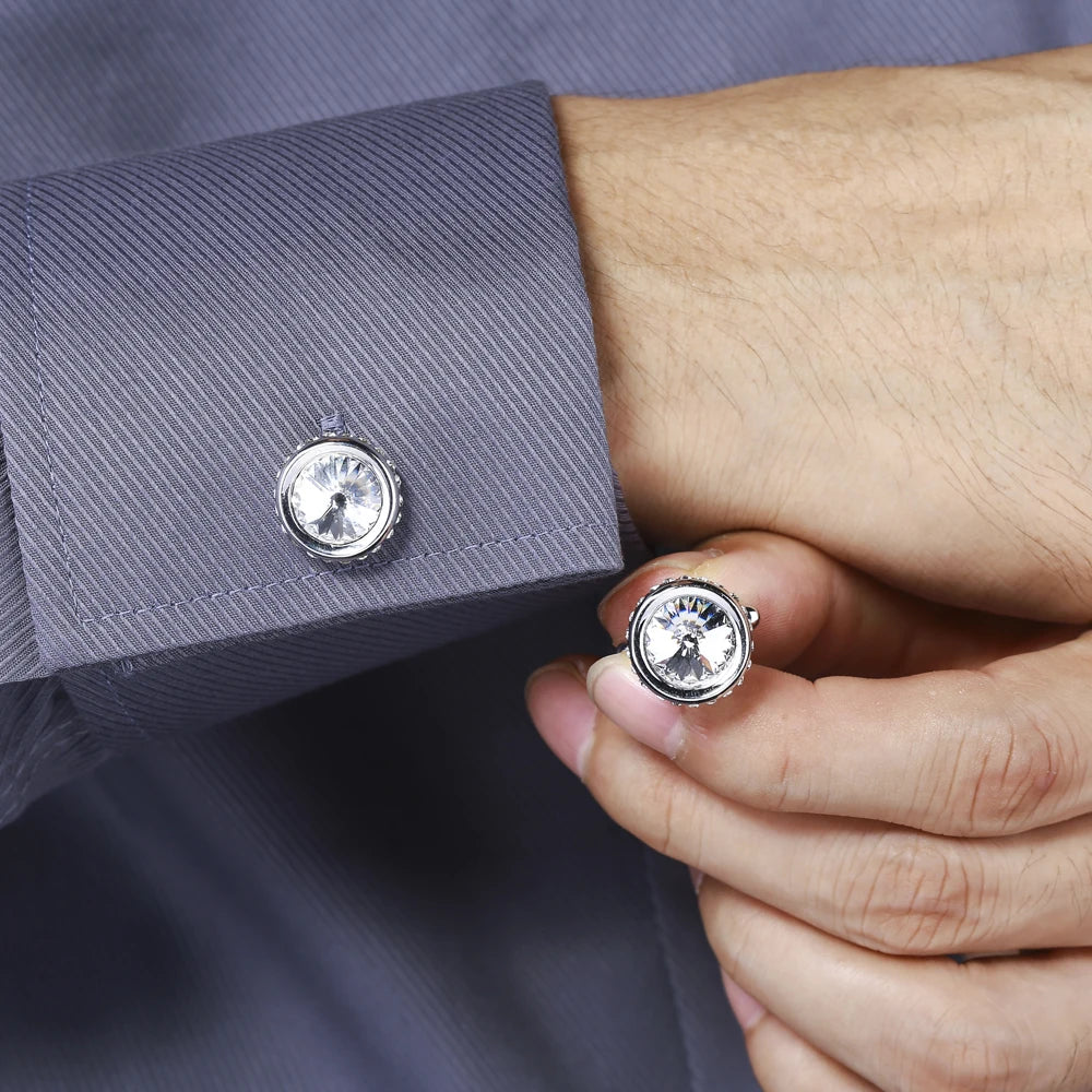 Herren Manschettenknöpfe mit Kristall – Elegante Manschetten für Hochzeit, Business & Anlassmode | Edles Geschenk für Bräutigam oder Vater Kaufschwan®