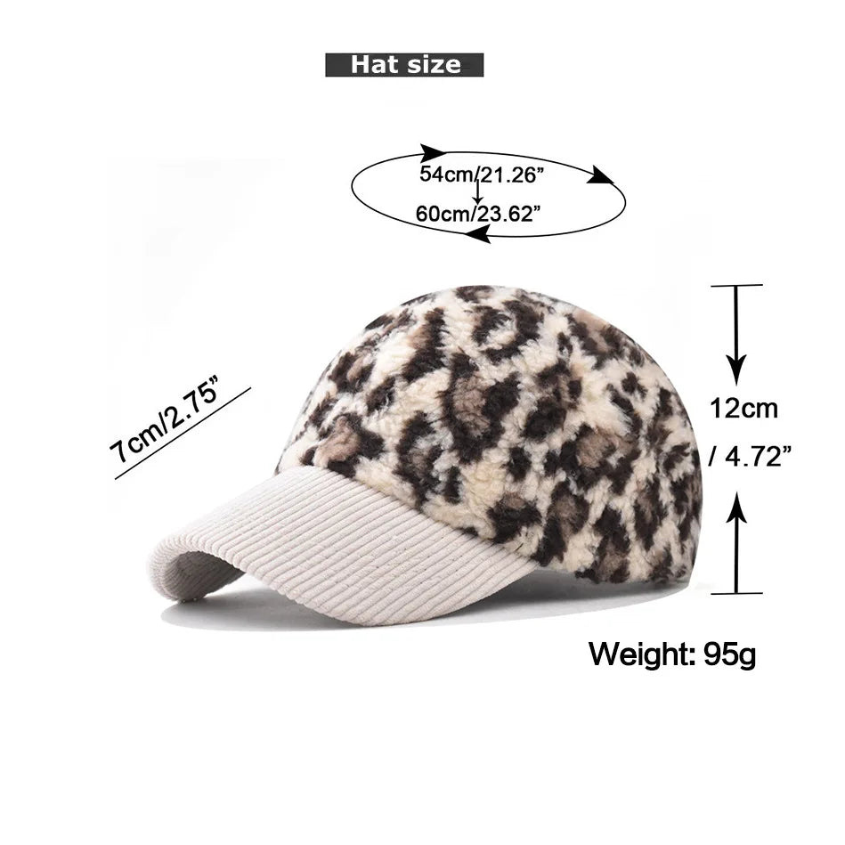 Damen Leopard Print Baseballkappe | Modischer Gebogener Schirm Baseballcap | Verstellbarer Riemen für Sonnenschutz Kaufschwan®