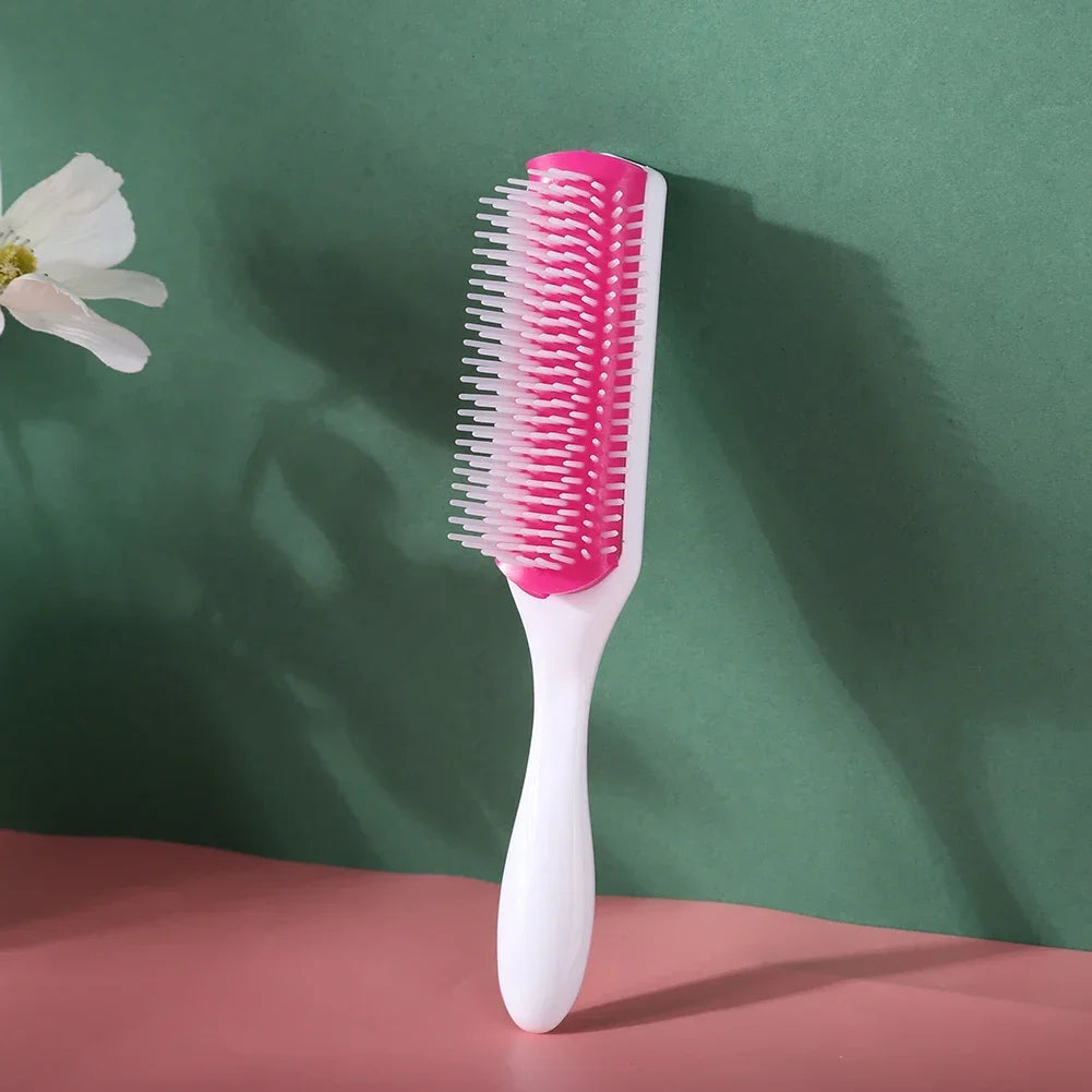 9-Reihen Styling Haarbürste – Entwirrungskamm für Glattes & Lockiges Haar | Kopfhaut-Massagebürste für Echthaar-Perücken Kaufschwan®