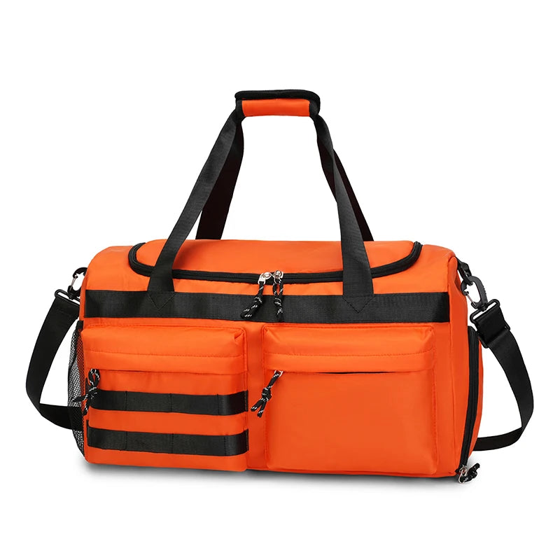 Große Reisetasche mit Viel Stauraum – Carry-On Tasche mit Trocken- & Nassfach | Multifunktionale Unisex Wochenend- & Nacht Tasche Kaufschwan® Orange