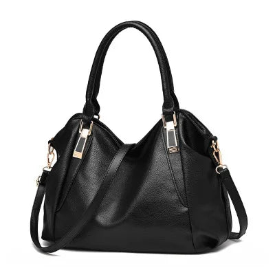 Luxus Designer Damenhandtasche aus Weichem Leder – Große Modische Tasche | Schulter- & Crossbody Damen Tasche Kaufschwan® Schwarz 36x15x26cm