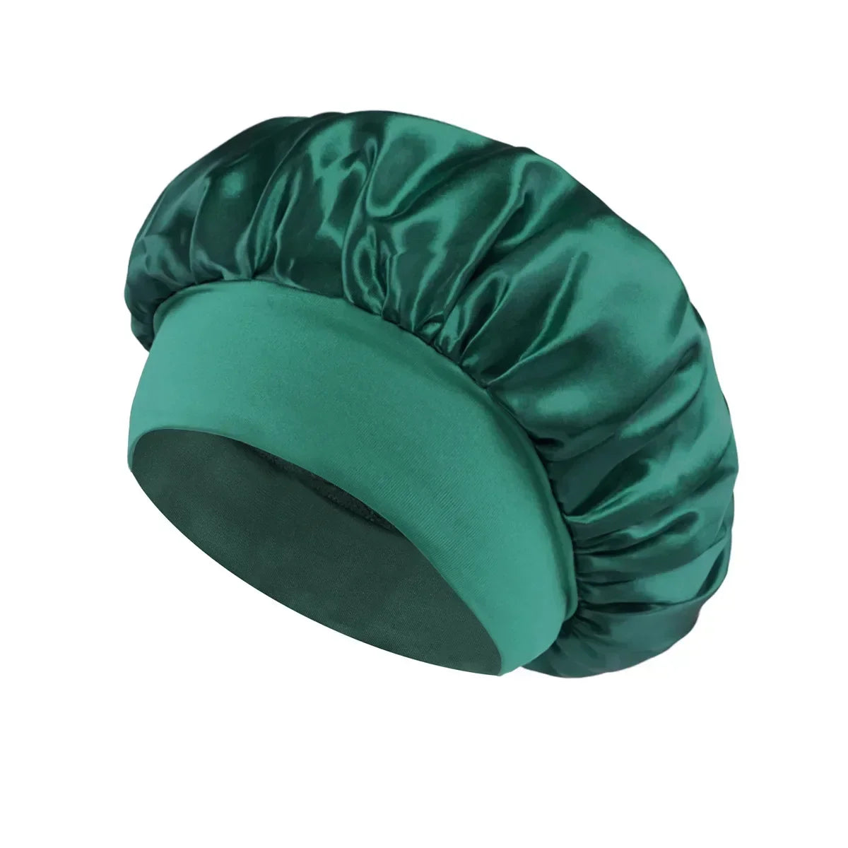 Satin-Schlafhaube für Damen – Große Elastische Haarhaube mit Breitem Weichem Band für Lockiges Haar und Nachtpflege