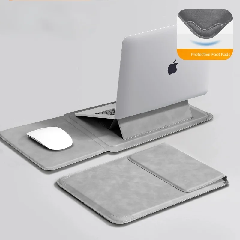 Laptop Tasche/Hülle mit Ständer – Schützende Notebook-Hülle & Ergonomische Tragetasche für Damen & Herren Kaufschwan® Hellgrau 15-16 Zoll