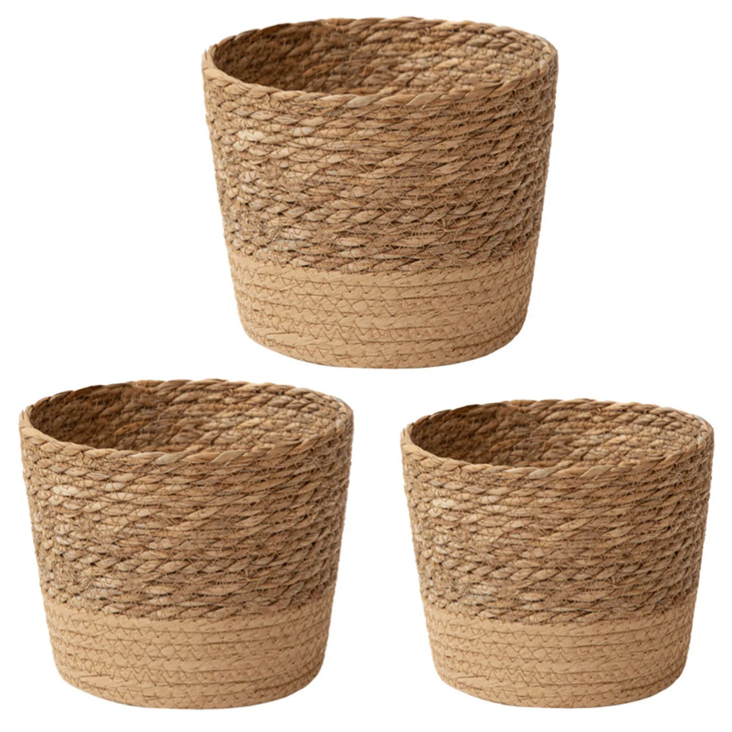 Natürlicher Geflochtener Blumen Korb – Stroh Weiden Pflanzkorb & Aufbewahrung | Großer Dekorativer Korb für Zuhause & Geschenk Kaufschwan® Set mit 3 Stück