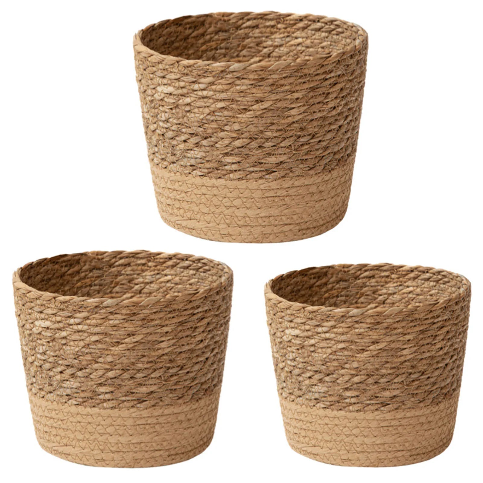 Natürlicher Geflochtener Blumen Korb – Stroh Weiden Pflanzkorb & Aufbewahrung | Großer Dekorativer Korb für Zuhause & Geschenk Kaufschwan® Set mit 3 Stück