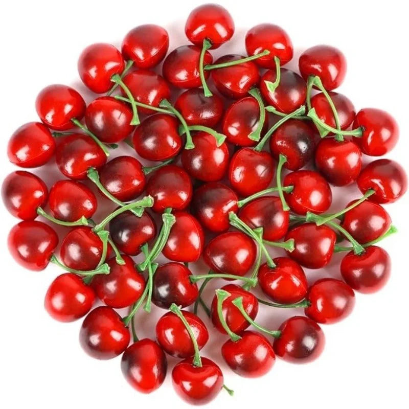 10 / 20 Stück Künstliche Schaumstoff Früchte & Gemüse – Apfel, Birne, Pfirsich & Banane Dekoration für Weihnachten & Hochzeit Kaufschwan® Kirsche 1 20 Stück