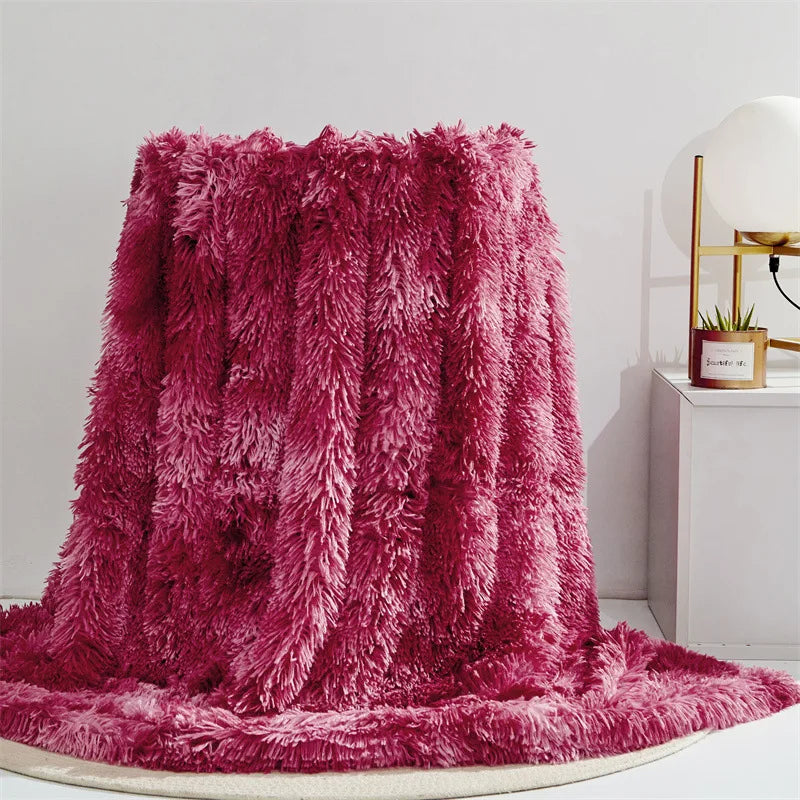 Vier-Jahreszeiten Universelle Nerz-Fleece-Decke – Flauschige Tie-Dye Einfarbige Decke für Wärme und Komfort Kaufschwan® Bordeauxrot 200x230cm