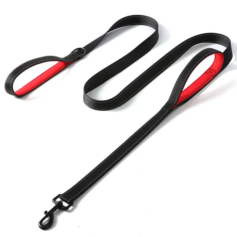 Doppelt Griff Hundeleine Nylon Heavy Duty 1.2/1.5/1.8m Trainingsleine Kontrollleine für Hunde Katzen Kaufschwan® Schwarz 2.5x150cm