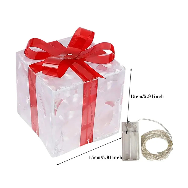 Leuchtende Weihnachts Geschenkbox – LED Licht Geschenk Deko mit Schleife | Weihnachtsbeleuchtung für Innen & Außen Kaufschwan®
