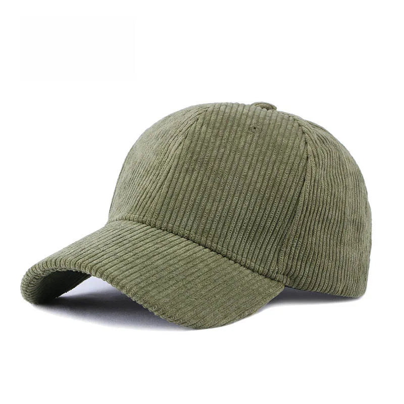 Cord Baseballkappe | Damen & Herren Baumwolle Einfarbige Baseballcap | Herbst Warm Hip Hop Snapback Baseballcap Kaufschwan® Armeegrün